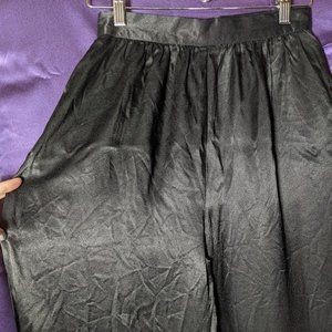 VINTAGE Black Satin Dress Pants - fancy formal event pants 80s tapered leg